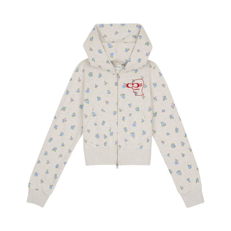 Brain Dead x Coach Shrunken Floral Print Hoodie "Heather Grey"