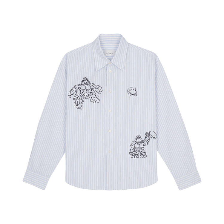 Brain Dead x Coach Long Sleeve Button Up Shirt "Blue Stripe"