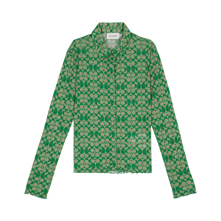 Brain Dead x Coach Printed Mesh Button Up Shirt "Dark Green"