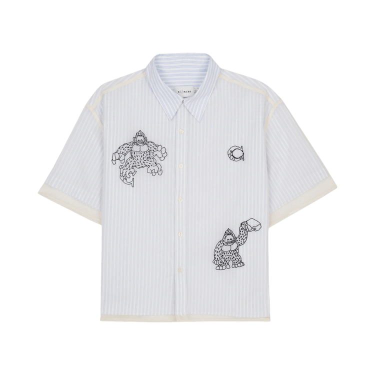 Brain Dead x Coach Striped Camp Shirt "Blue Stripe"