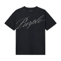 PURPLE BRAND Crystal Slanted Script Tee "Black"