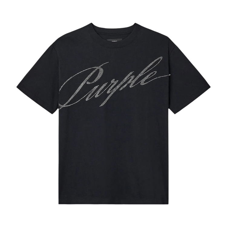 PURPLE BRAND Crystal Slanted Script Tee "Black"