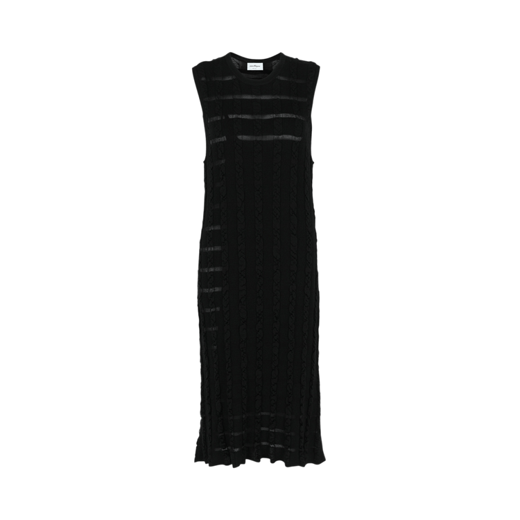 Ferragamo Cable Knit Midi Dress "Black"