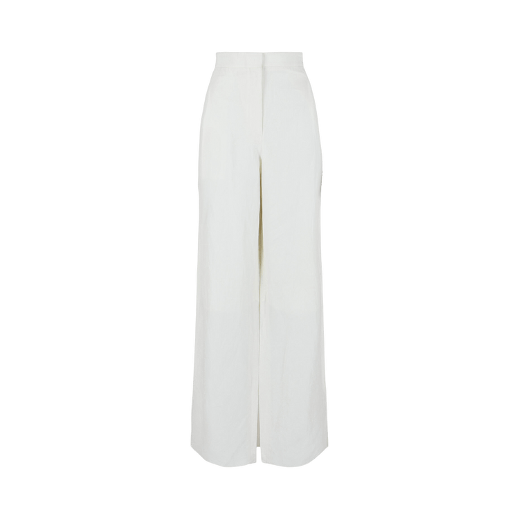 Ferragamo Wide-Leg Linen Pants "White"