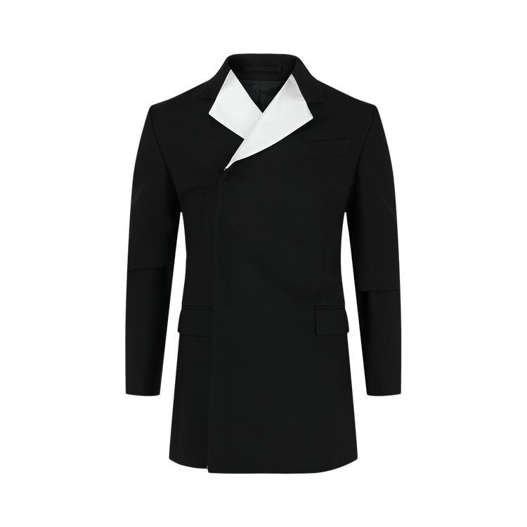 Ferragamo Silk Trimmed Double-Breasted Blazer "Black"