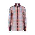 Ferragamo August Organza Check Button-Front Shirt "Bone"