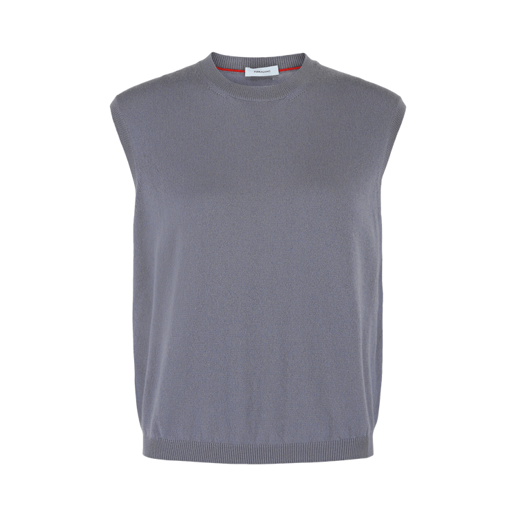 Ferragamo Ribbed Cashmere Knit Vest "Dark Grey"