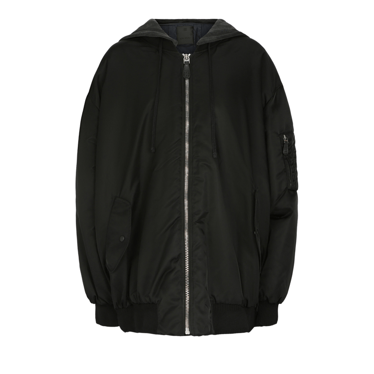 Givenchy Oversized Hooded Bomber Jacket "Black"