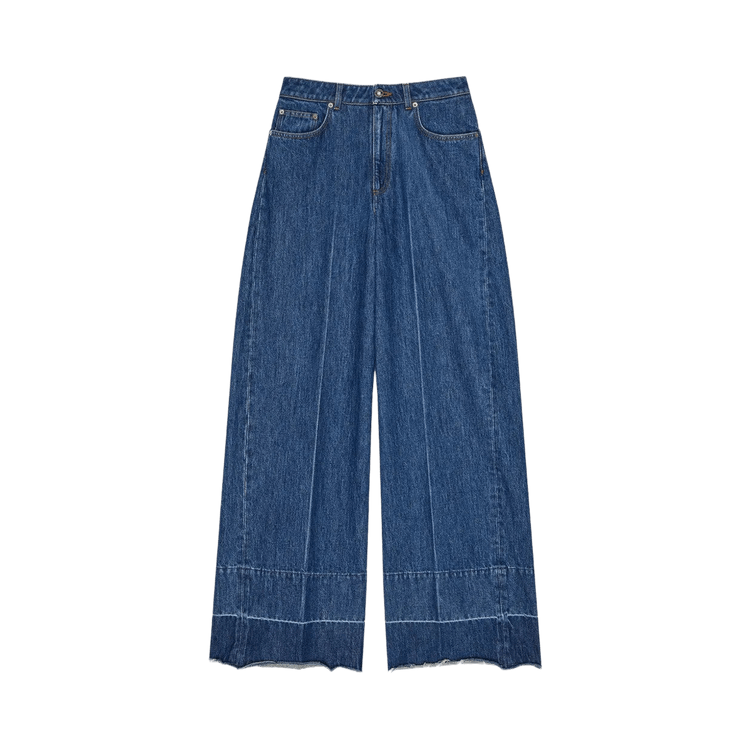 Givenchy Alt Fit Raw Edge Wide Leg Denim Trousers "Medium Blue"