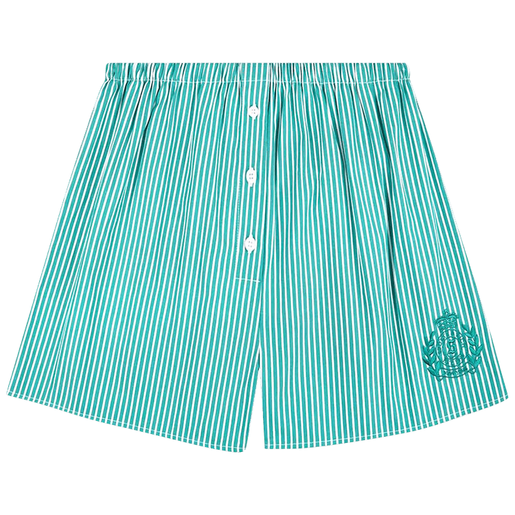 Sporty & Rich NY Crest Mini Boxer "Amalfi Green Striped"