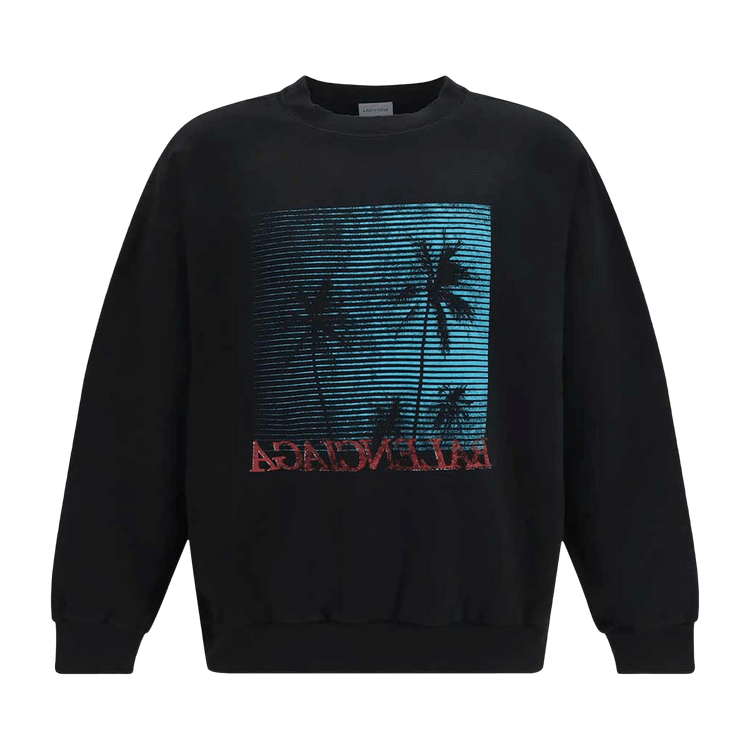 Balenciaga Palm-Print Cotton Sweater "Black"