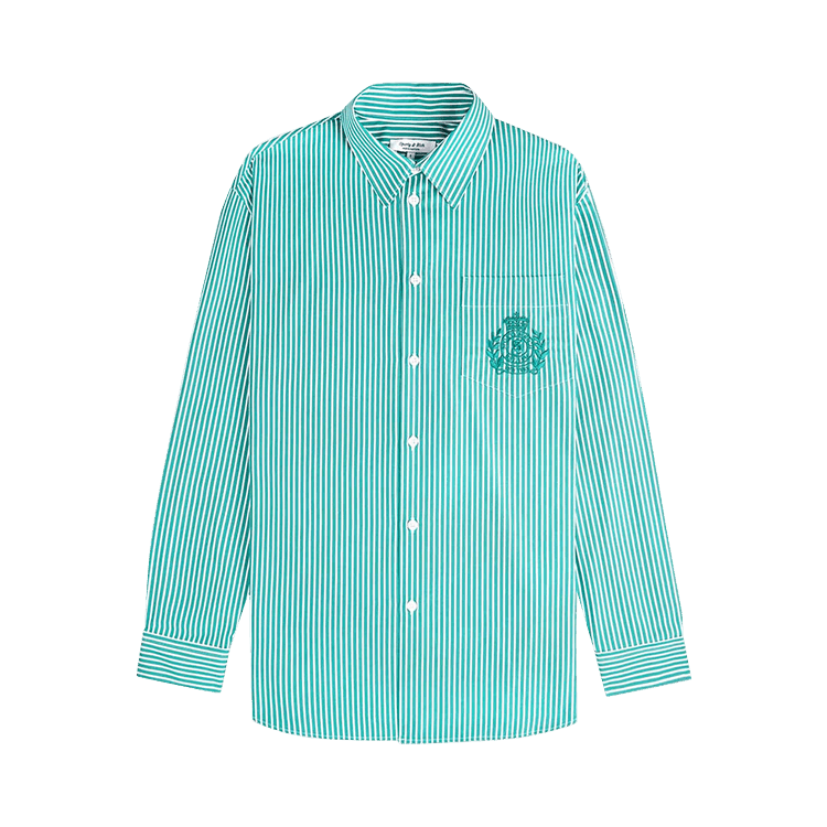 Sporty & Rich NY Crest Oversized Shirt "Amalfi Green Striped"