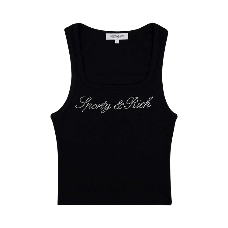 Sporty & Rich Signature Logo Krystal Tank "Black/Crystal"