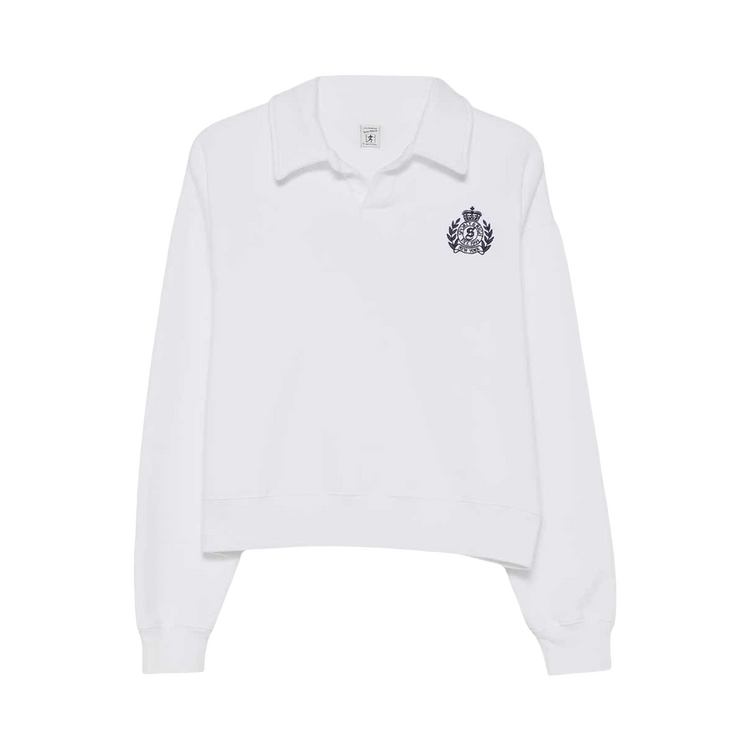Sporty & Rich NY Crest Embroidered Polo "White/Navy"