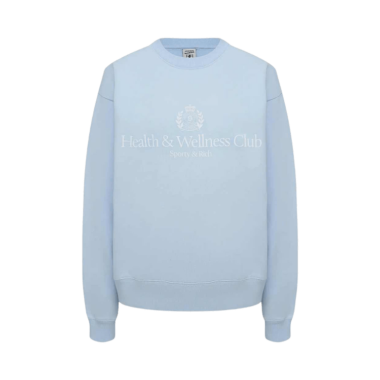 Sporty & Rich H&W Crest Crewneck "Ciel/White"