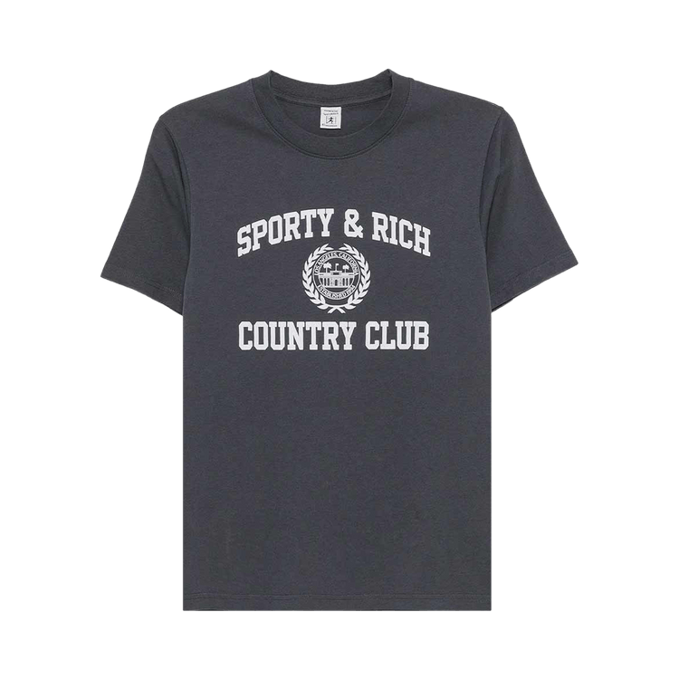 Sporty & Rich Carbon Varsity Crest T-Shirt "Carbon/White"