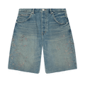 PURPLE BRAND Beaded Splatter Denim Shorts "Mid Indigo"