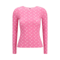 Marine Serre Moon Printed Jersey Long-Sleeve Crewneck Top "Pink"