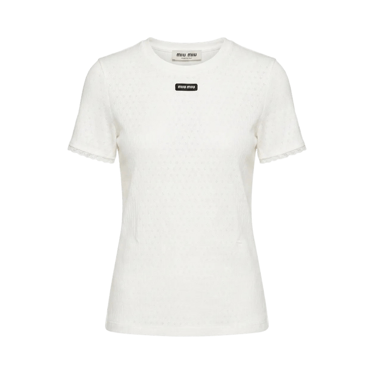 Miu Miu Pointelle Manica Corta "Bianco"