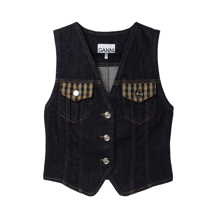 GANNI Neppy Denim Vest "Dark Blue Stone"