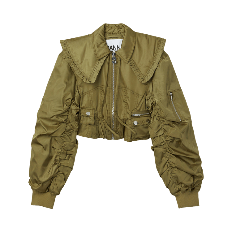 GANNI Duchesse Nylon Fitted Jacket "Boa"