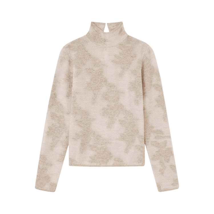 GANNI Sheer Flower Jacquard Mockneck "Sand"