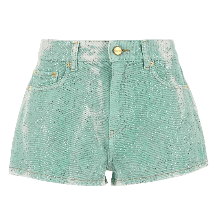 GANNI Overdyed Heavy Denim Shorts "Brook Green"