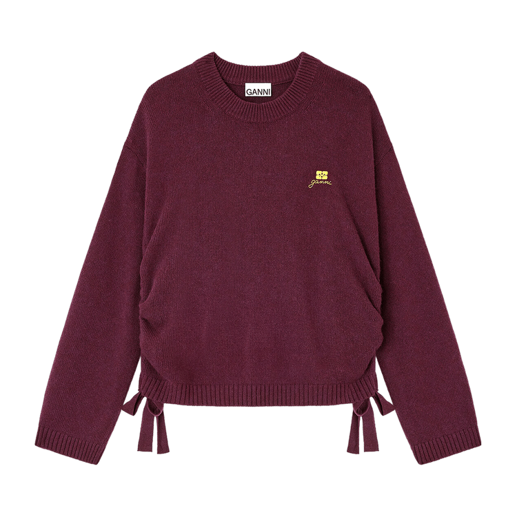 GANNI Future Wool Mix Oversized O-Neck "Burgundy"