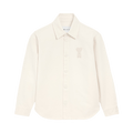 Ami Overshirt With Knitted De Coeur "Blanc Creme"