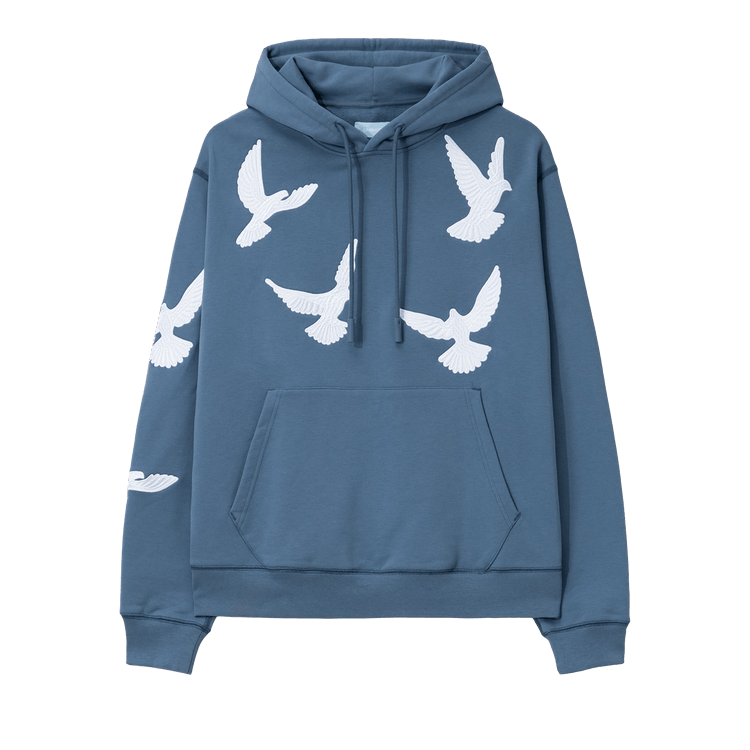 3.PARADIS Flying Doves Hooded Sweater "Blue/Grey"
