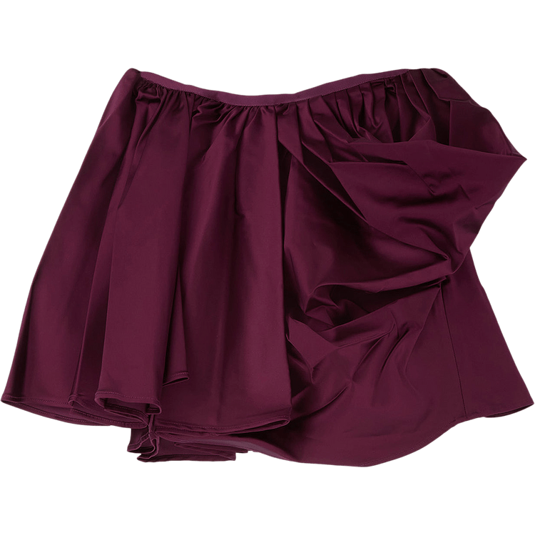 GANNI Technical Stretch Satin Draped Mini Skirt "Mauve Wine"