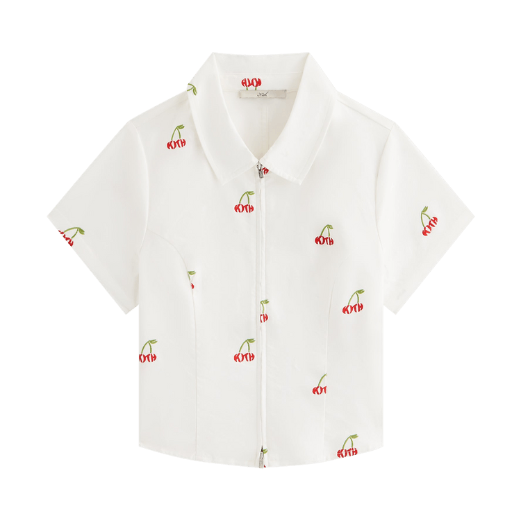 Kith Women Caela Cherry Oxford Zip Shirt "White"