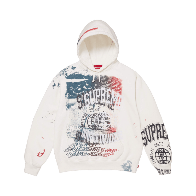 Supreme Overprint Hooded Sweatshirt "White"