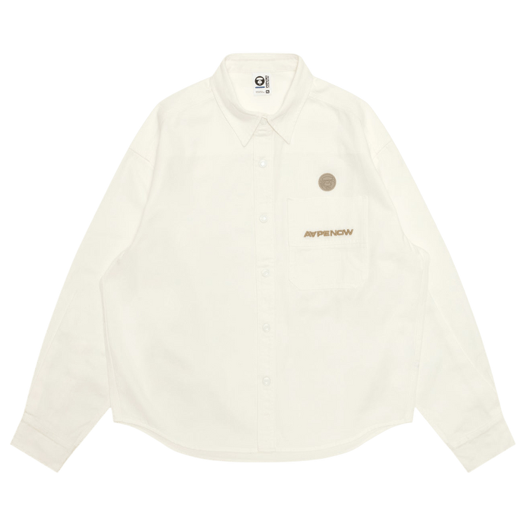 AAPE AAPENOW Moonface Long Sleeve Shirt "Ivory/White"