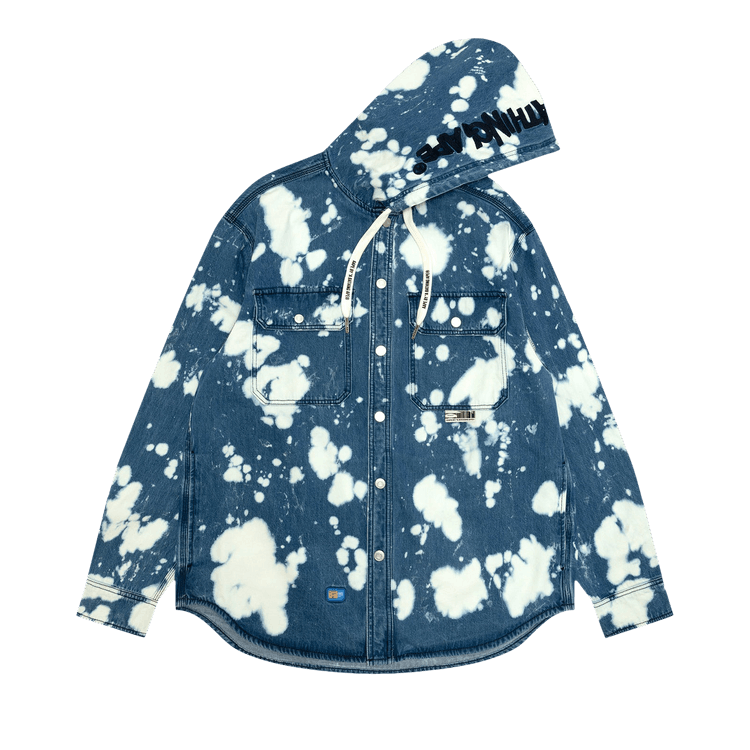 AAPE AAPEUNVS Unvs Splatter Printed Hooded Long Sleeve Shirt "Blue/Light"