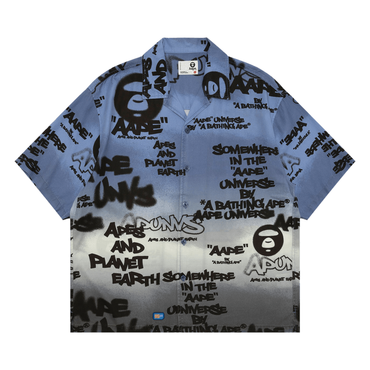 AAPE AAPEUNVS Unvs Graffiti-Print Short Sleeve Shirt "Grey/Purple"