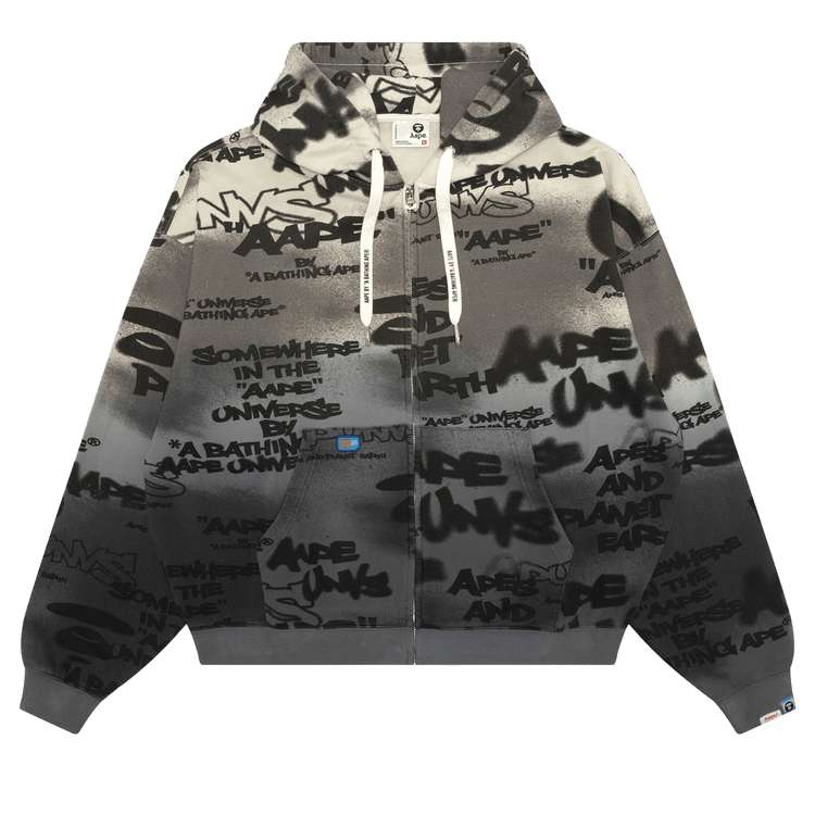 AAPE AAPEUNVS Unvs Graffiti Zip-Up Hoodie "Grey/Ivory"