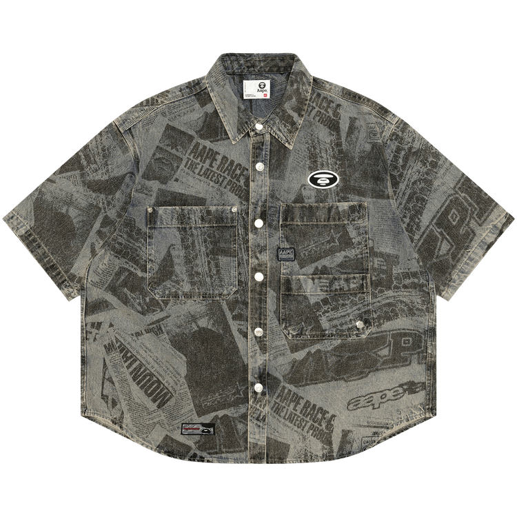AAPE AAPEUNVS Unvs Moonface Graphic Short Sleeve Shirt "Blue/White"