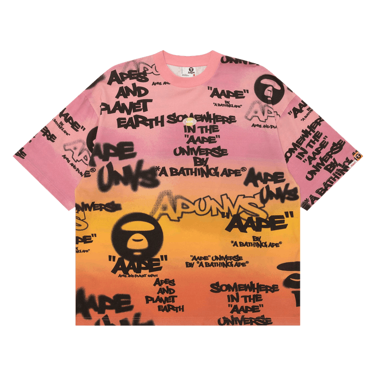 AAPE Graffiti Multi-Logo Tee "Pink/Orange"