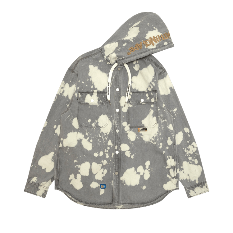AAPE AAPEUNVS Unvs Splatter Printed Hooded Long Sleeve Shirt "Grey/Beige"