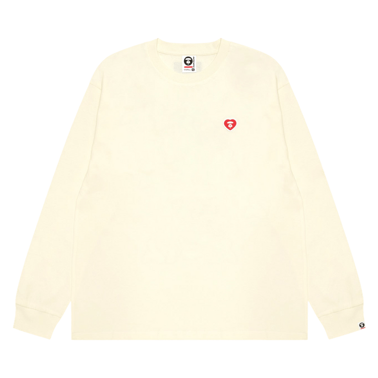 AAPE AAPENOW Heart Long Sleeve Tee "Ivory/White"