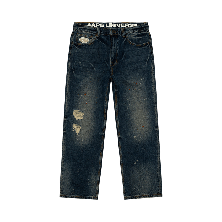 AAPE AAPEUNVS Unvs Distressed Jeans "Blue/Beige"