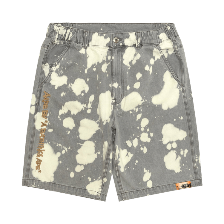 AAPE AAPEUNVS Unvs Splatter Printed Denim Shorts "Grey/Beige"
