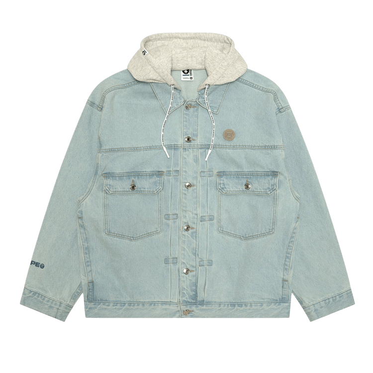 AAPE AAPENOW Moonface Hooded Denim Jacket "Blue/Light"