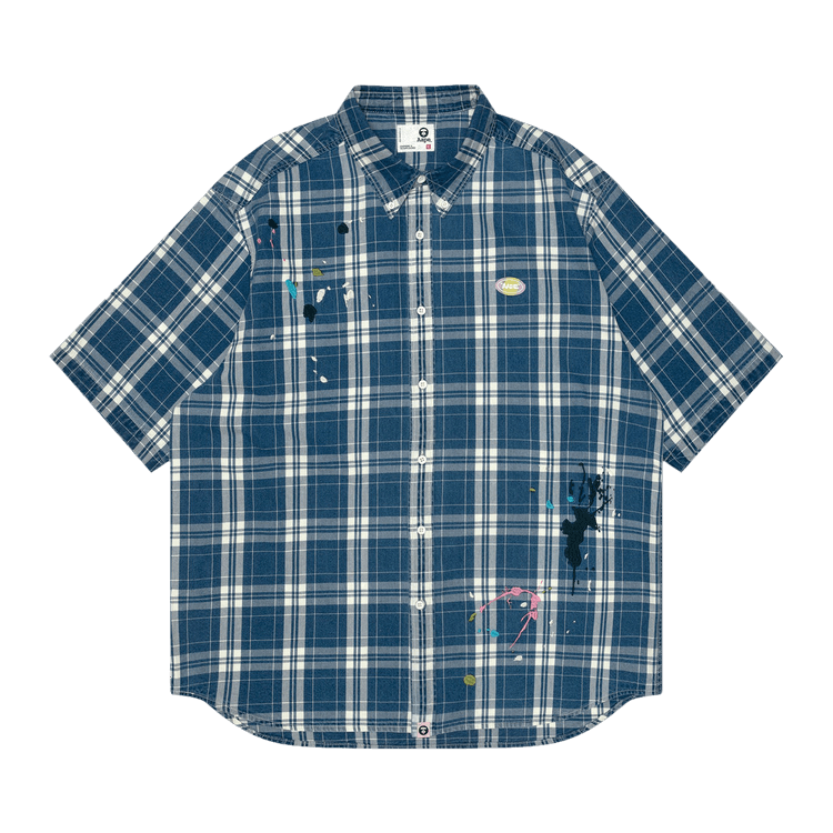 AAPE AAPEUNVS Unvs Moonface Check Shirt "Blue/Yellow"
