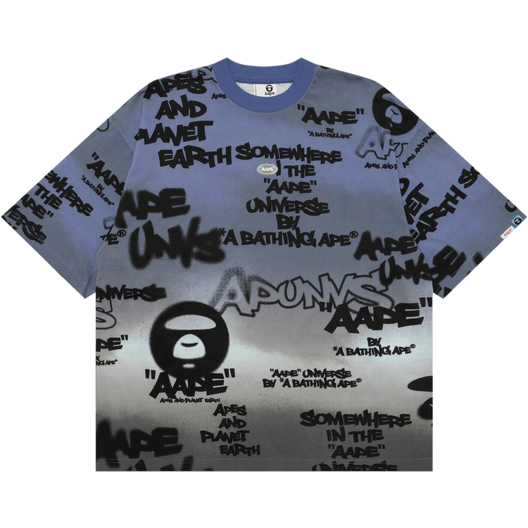 AAPE Graffiti Multi-Logo Tee "Grey/Purple"