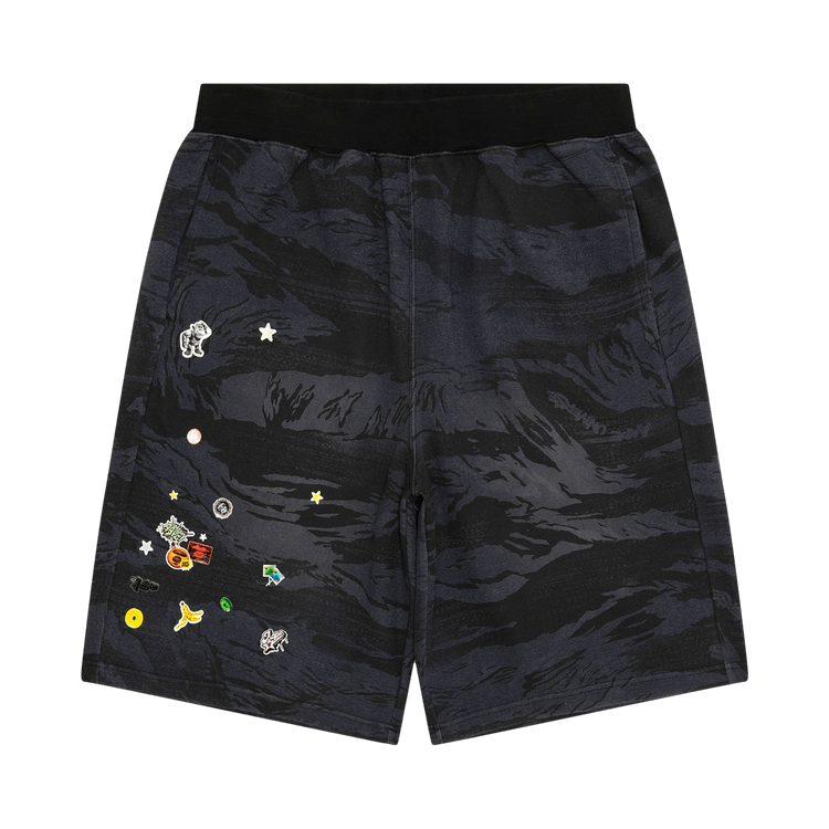 AAPE Sticker Print Sweat Shorts "Black/Grey"