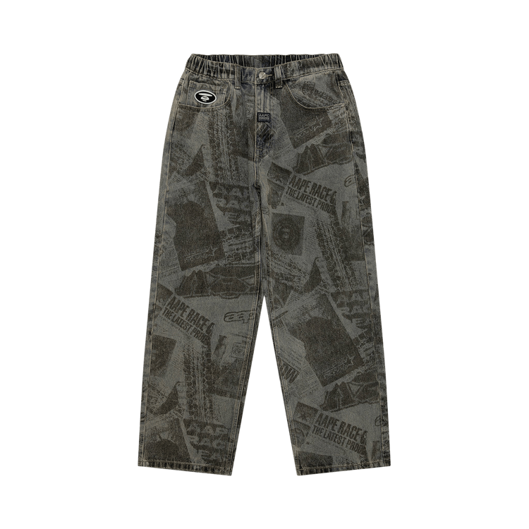 AAPE Moonface Printed Jeans "Blue/White"