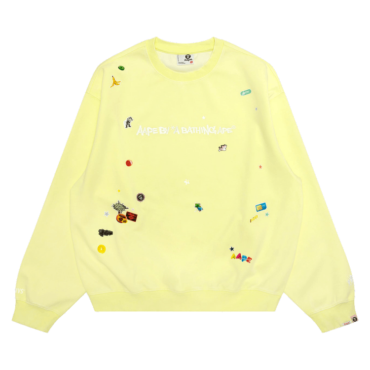 AAPE Sticker Print Crew Neck Sweatshirt "Green/Light"
