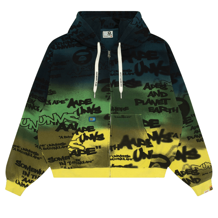 AAPE AAPEUNVS Unvs Graffiti Zip-Up Hoodie "Navy/Green"